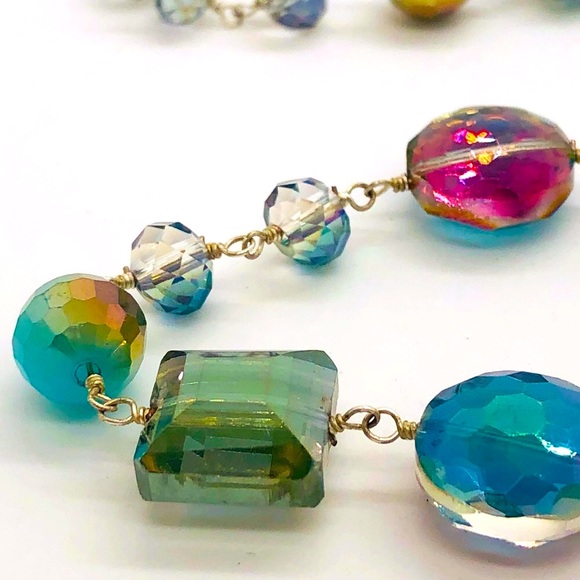 Gorgeous Vintage 925 Aurora Borealis Crystal Bead Necklace - Picture 14 of 17